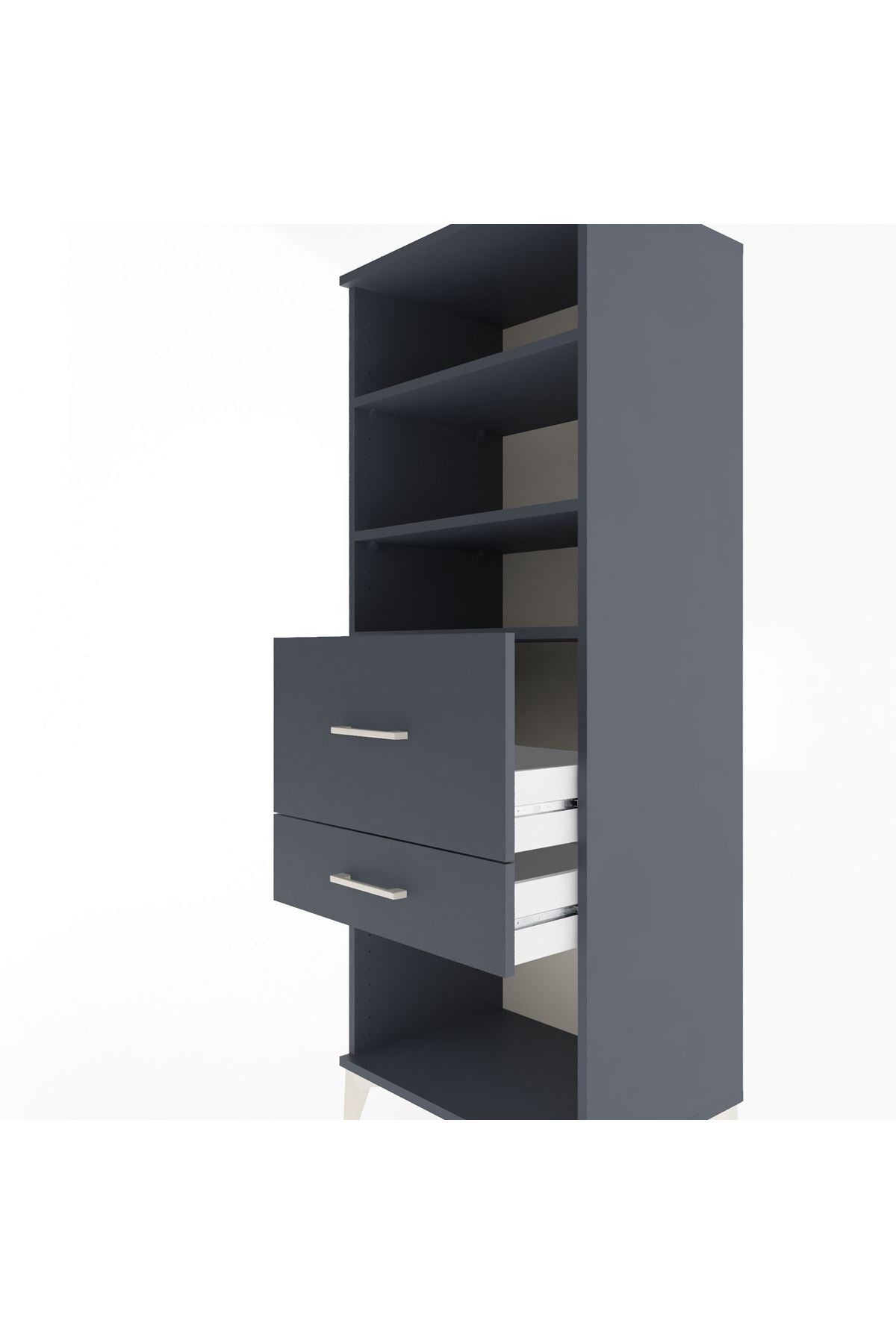 Hyperion Dolap 3 Raflı 2 Çekmeceli 60x44x163 Antrasit-Antrasit