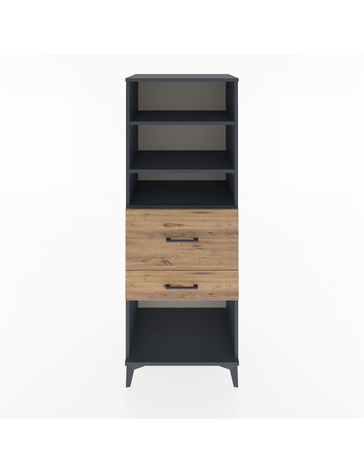 Hyperion Dolap 3 Raflı 2 Çekmeceli 60x44x163 Antrasit-Çam