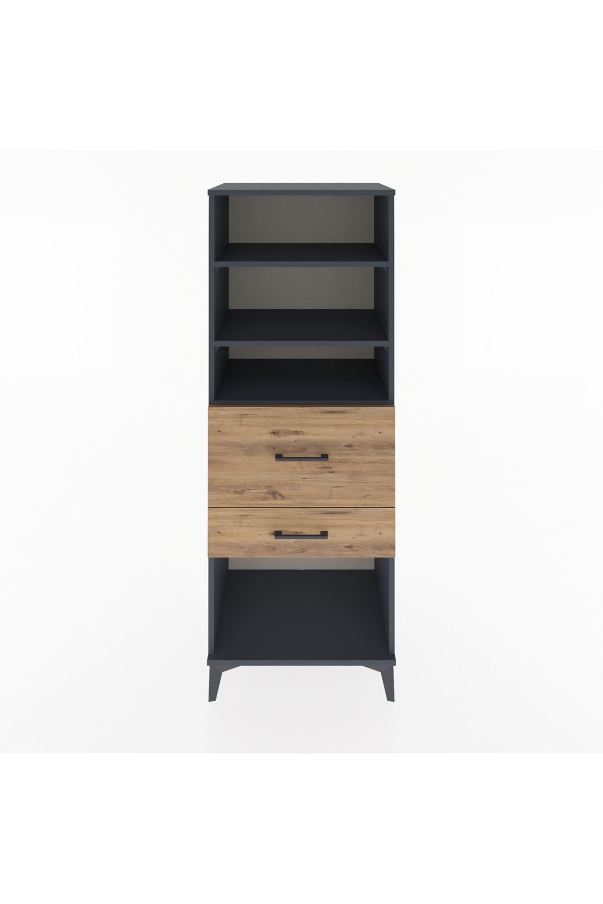 Hyperion Dolap 3 Raflı 2 Çekmeceli 60x44x163 Antrasit-Çam