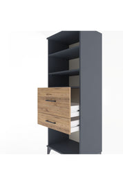 Hyperion Dolap 3 Raflı 2 Çekmeceli 60x44x163 Antrasit-Çam