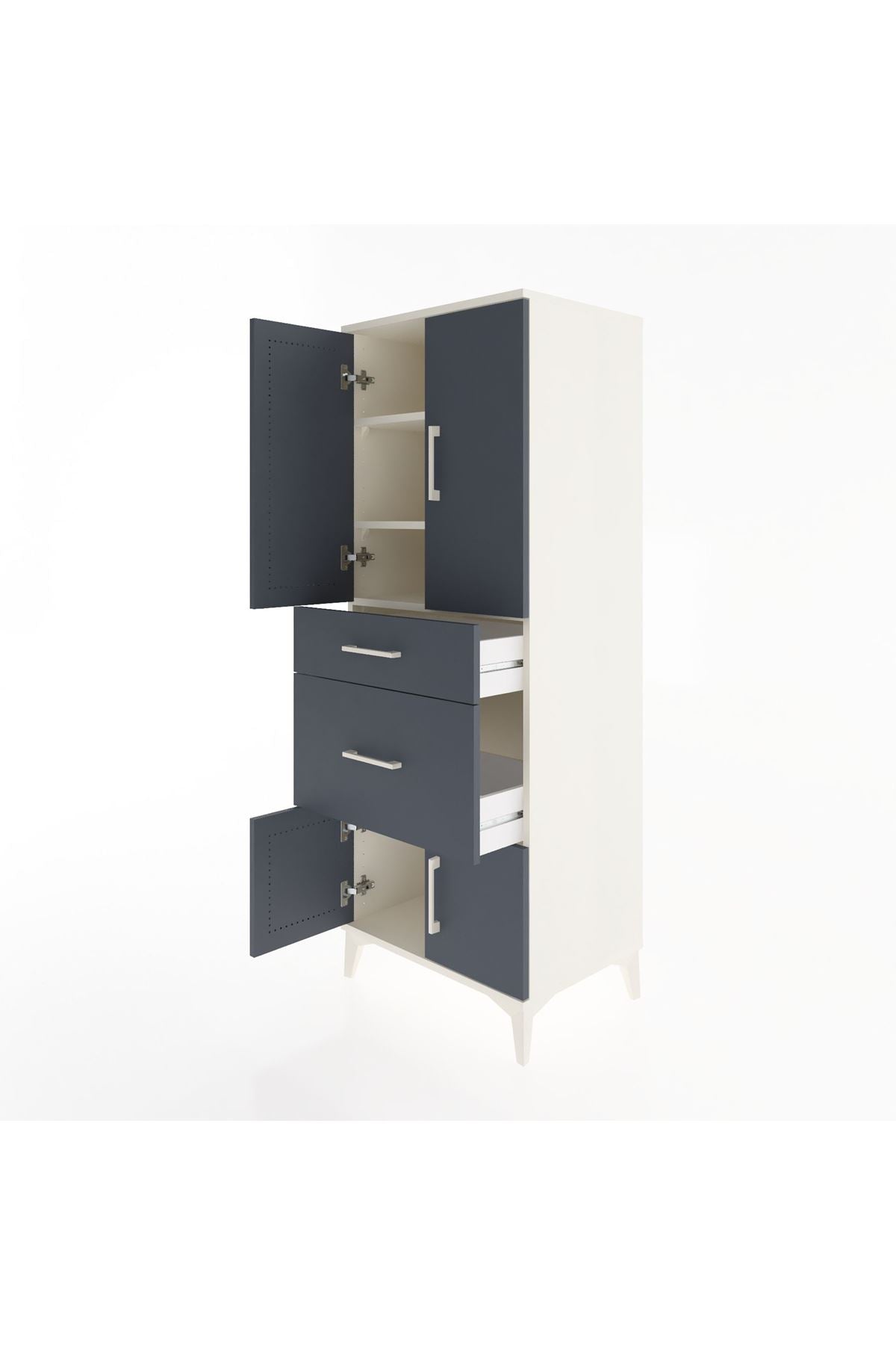 Hyperion Dolap 3 Raflı 2 Çekmeceli 4 Kapaklı 60x44x163 Aytaşı-Antrasit