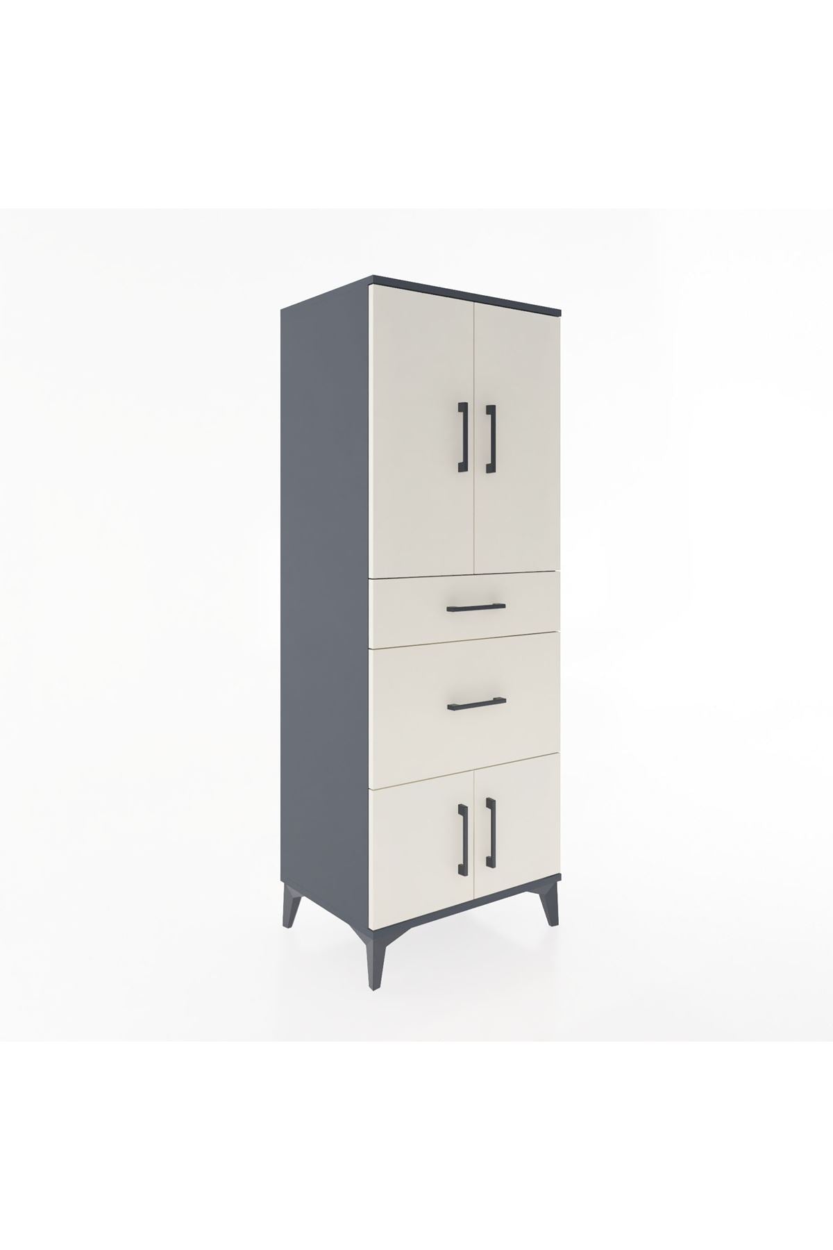 Hyperion Dolap 3 Raflı 2 Çekmeceli 4 Kapaklı 60x44x163 Antrasit-Aytaşı