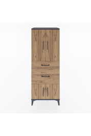Hyperion Dolap 3 Raflı 2 Çekmeceli 4 Kapaklı 60x44x163 Antrasit-Çam