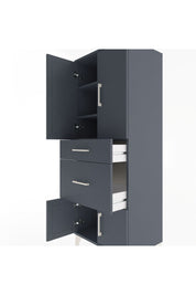 Hyperion Dolap 3 Raflı 2 Çekmeceli 4 Kapaklı 60x44x163 Antrasit-Antrasit