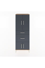 Hyperion Dolap 3 Raflı 2 Çekmeceli 4 Kapaklı 60x44x163 Çam-Antrasit