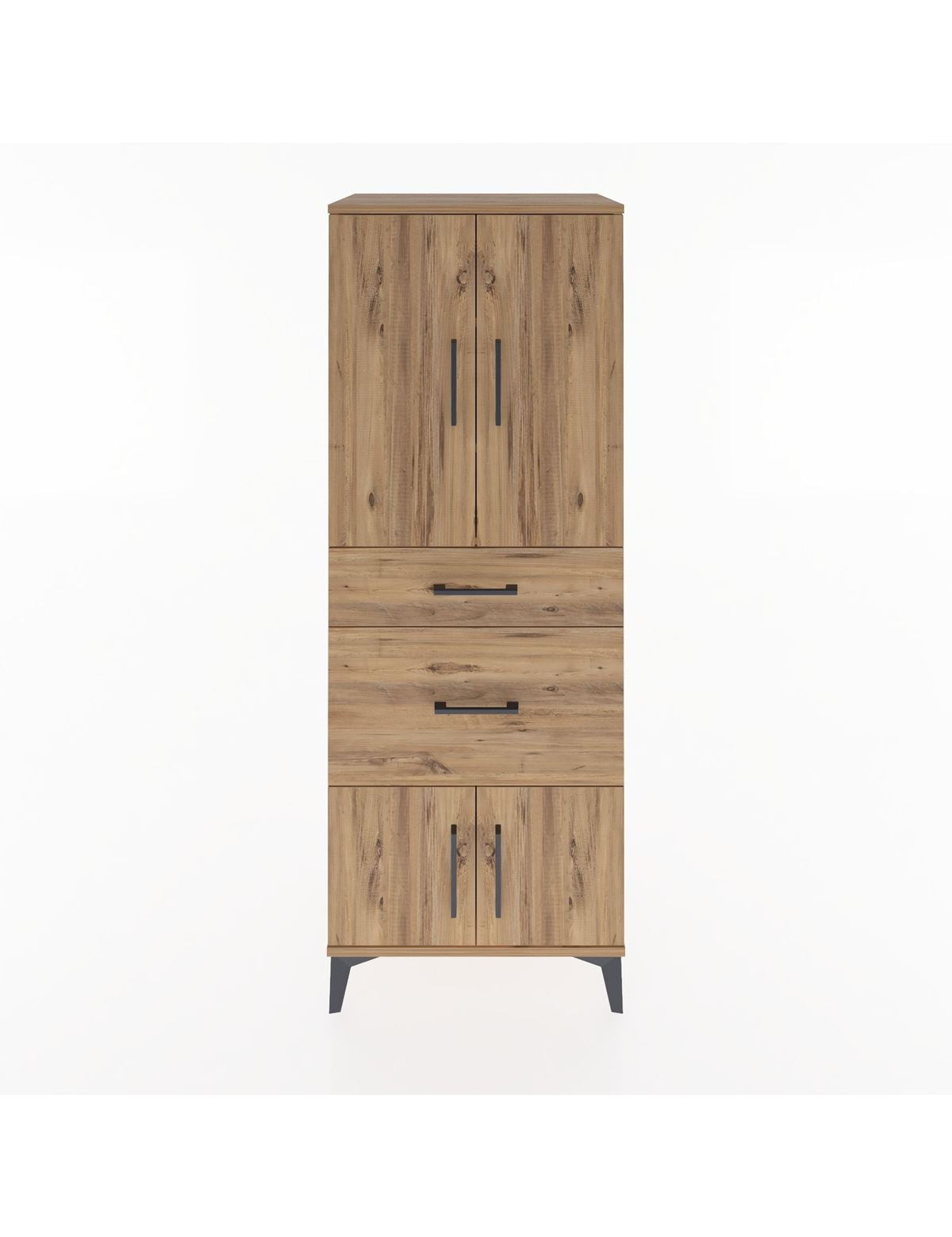 Hyperion Dolap 3 Raflı 2 Çekmeceli 4 Kapaklı 60x44x163 Çam-Çam