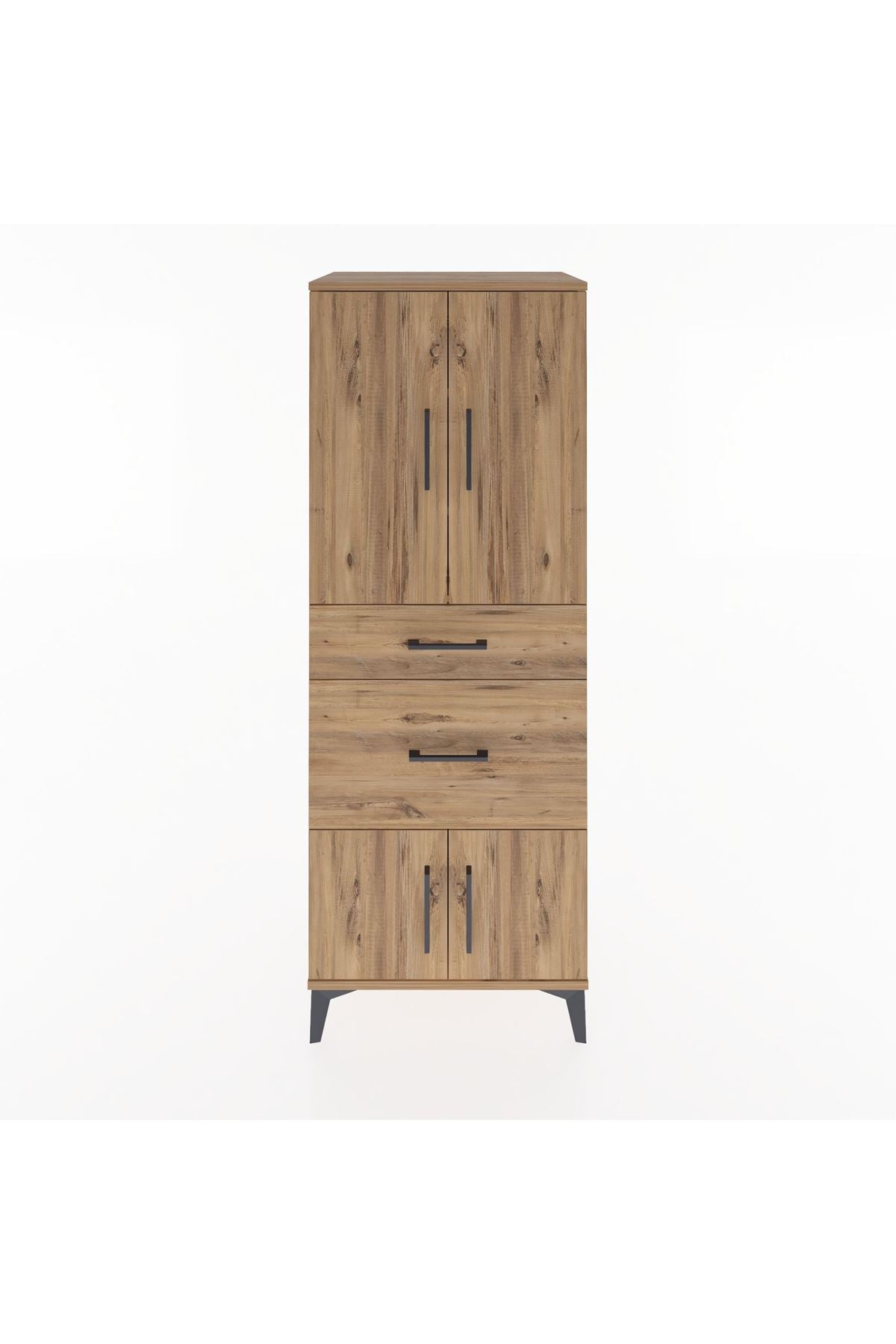 Hyperion Dolap 3 Raflı 2 Çekmeceli 4 Kapaklı 60x44x163 Çam-Çam