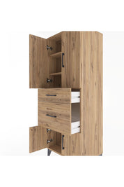 Hyperion Dolap 3 Raflı 2 Çekmeceli 4 Kapaklı 60x44x163 Çam-Çam