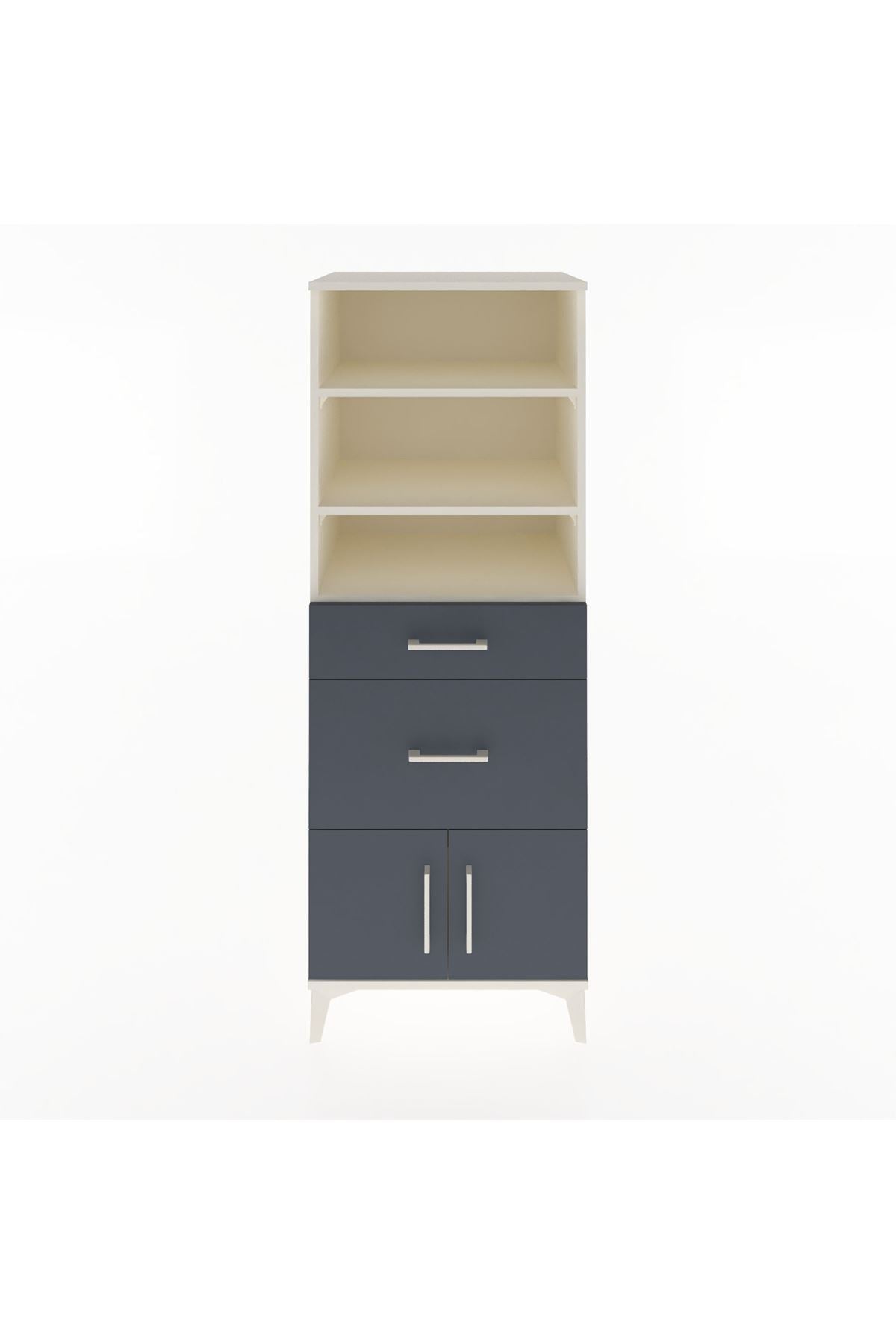 Hyperion Dolap 3 Raflı 2 Çekmeceli 2 Kapaklı 60x44x163 Aytaşı-Antrasit