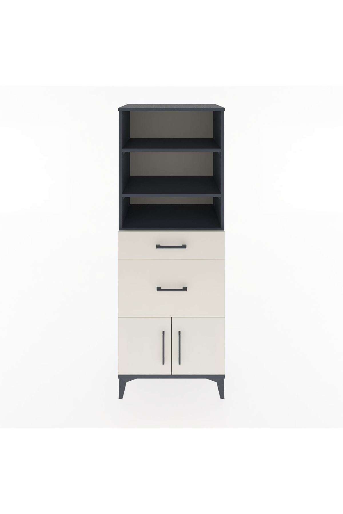 Hyperion Dolap 3 Raflı 2 Çekmeceli 2 Kapaklı 60x44x163 Antrasit-Aytaşı