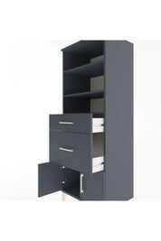 Hyperion Dolap 3 Raflı 2 Çekmeceli 2 Kapaklı 60x44x163 Antrasit-Antrasit
