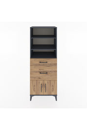 Hyperion Dolap 3 Raflı 2 Çekmeceli 2 Kapaklı 60x44x163 Antrasit-Çam