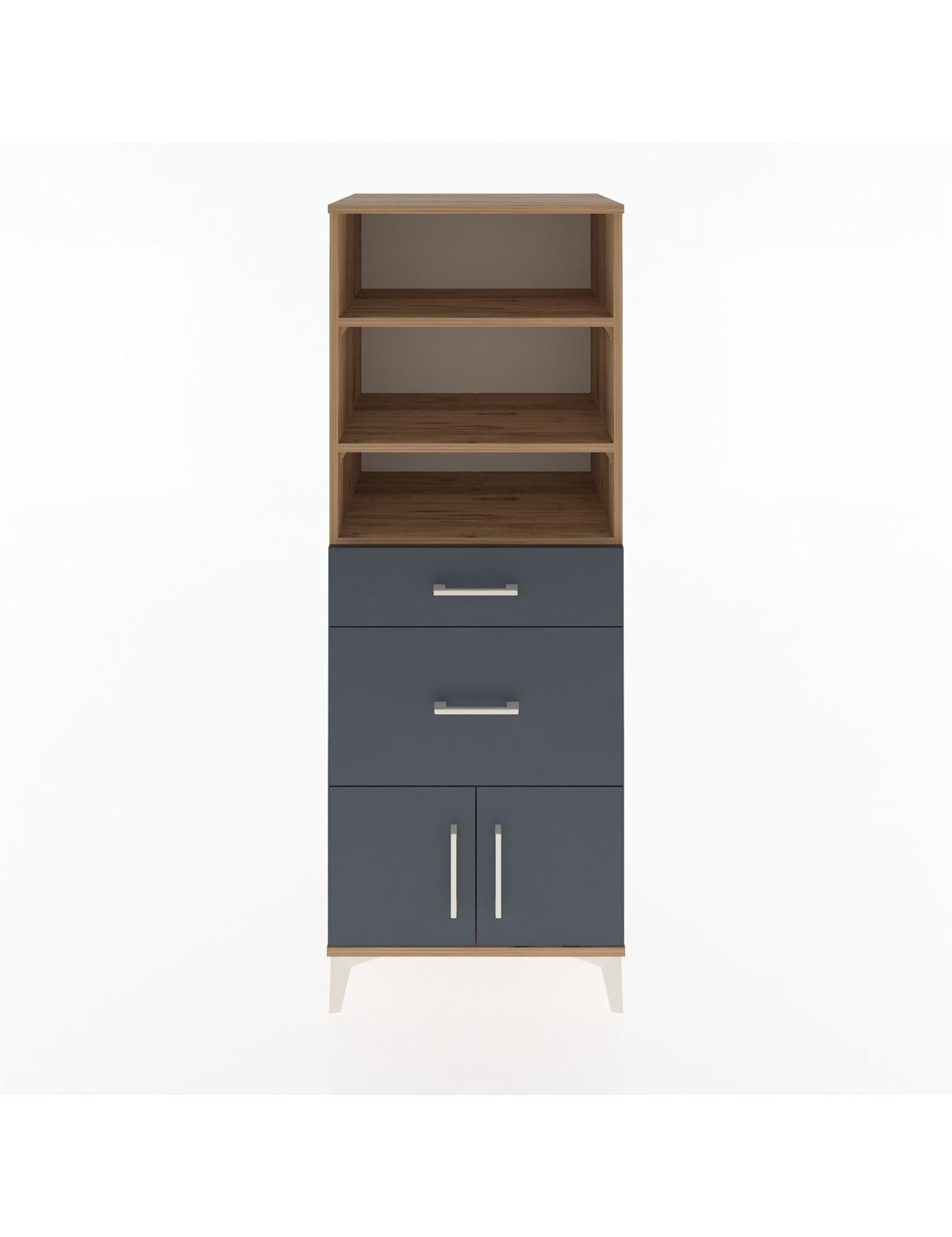 Hyperion Dolap 3 Raflı 2 Çekmeceli 2 Kapaklı 60x44x163 Çam-Antrasit