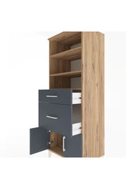 Hyperion Dolap 3 Raflı 2 Çekmeceli 2 Kapaklı 60x44x163 Çam-Antrasit