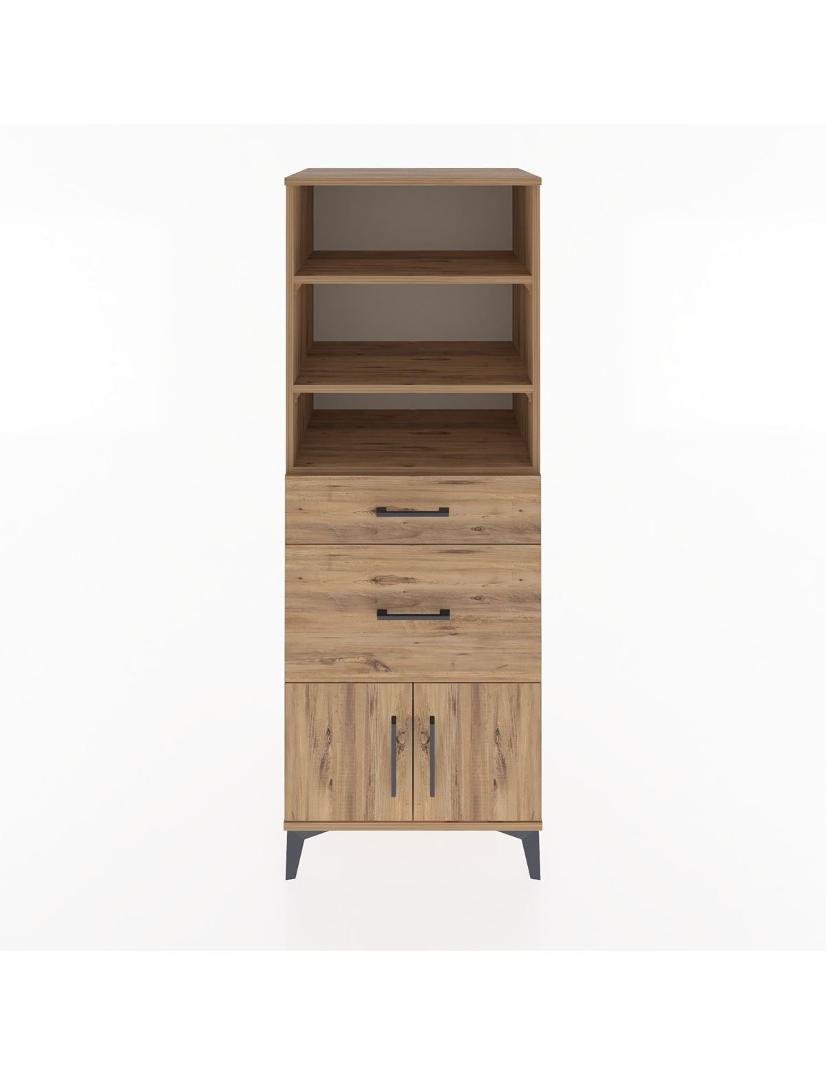 Hyperion Dolap 3 Raflı 2 Çekmeceli 2 Kapaklı 60x44x163 Çam-Çam