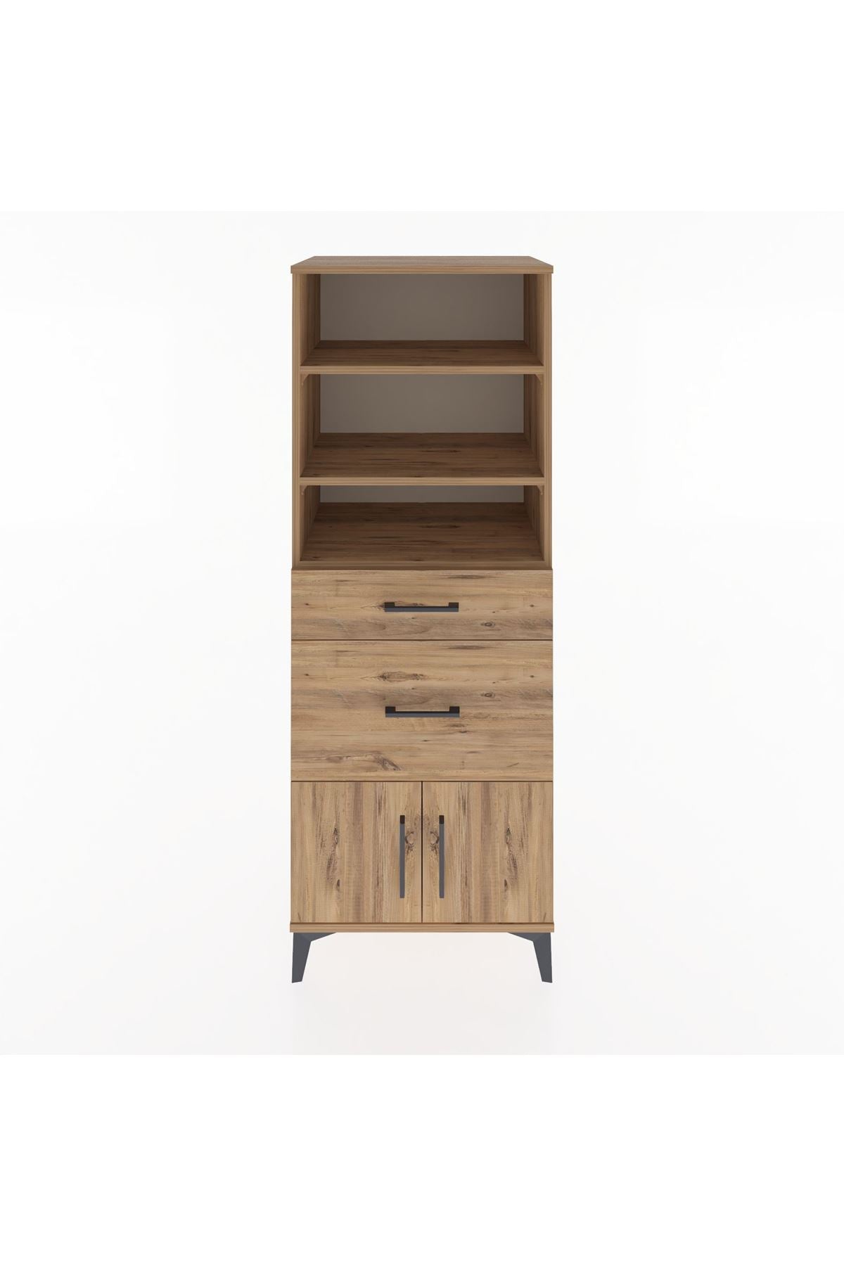 Hyperion Dolap 3 Raflı 2 Çekmeceli 2 Kapaklı 60x44x163 Çam-Çam