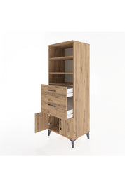Hyperion Dolap 3 Raflı 2 Çekmeceli 2 Kapaklı 60x44x163 Çam-Çam