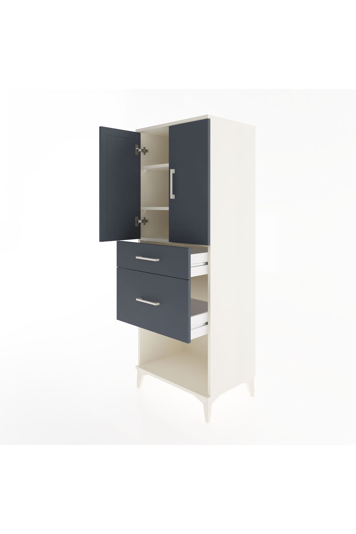 Hyperion Dolap 3 Raflı 2 Çekmeceli 2 Kapaklı 60x44x163 Aytaşı-Antrasit