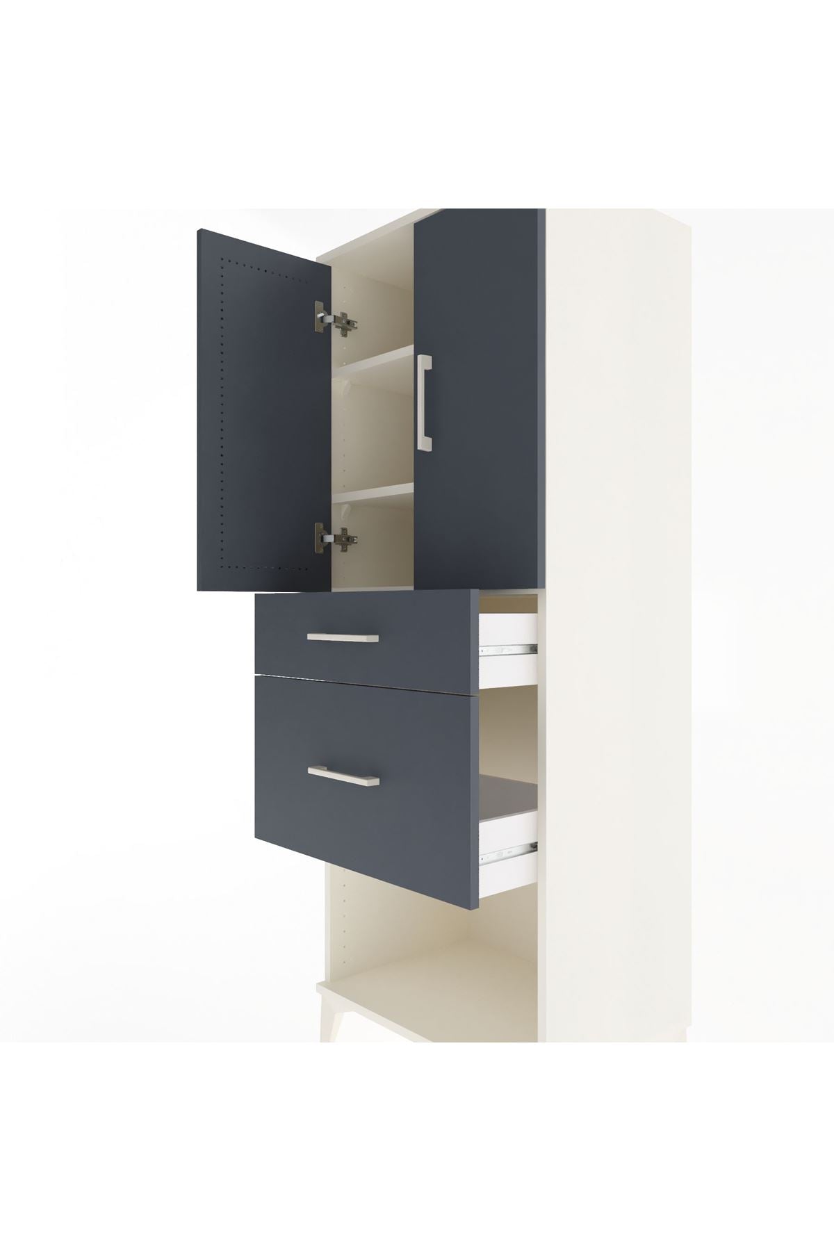 Hyperion Dolap 3 Raflı 2 Çekmeceli 2 Kapaklı 60x44x163 Aytaşı-Antrasit