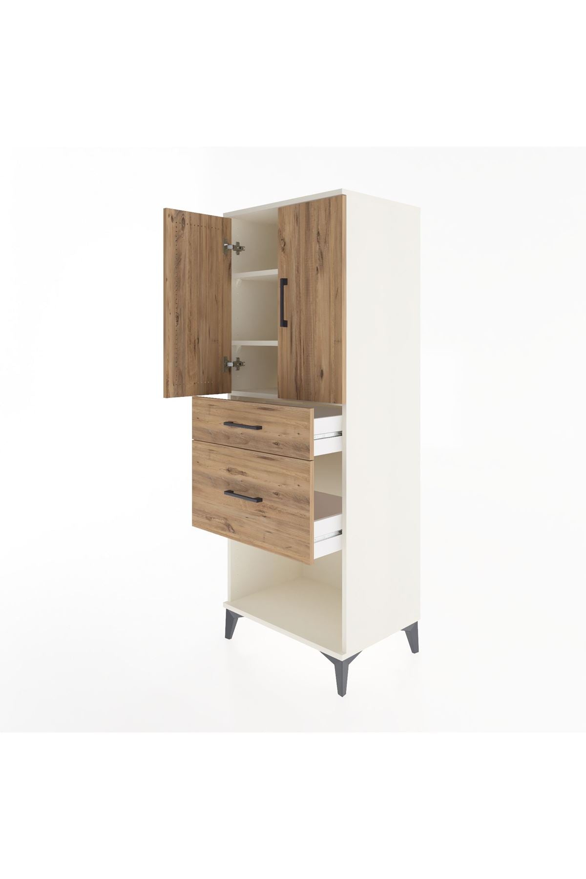 Hyperion Dolap 3 Raflı 2 Çekmeceli 2 Kapaklı 60x44x163 Aytaşı-Çam