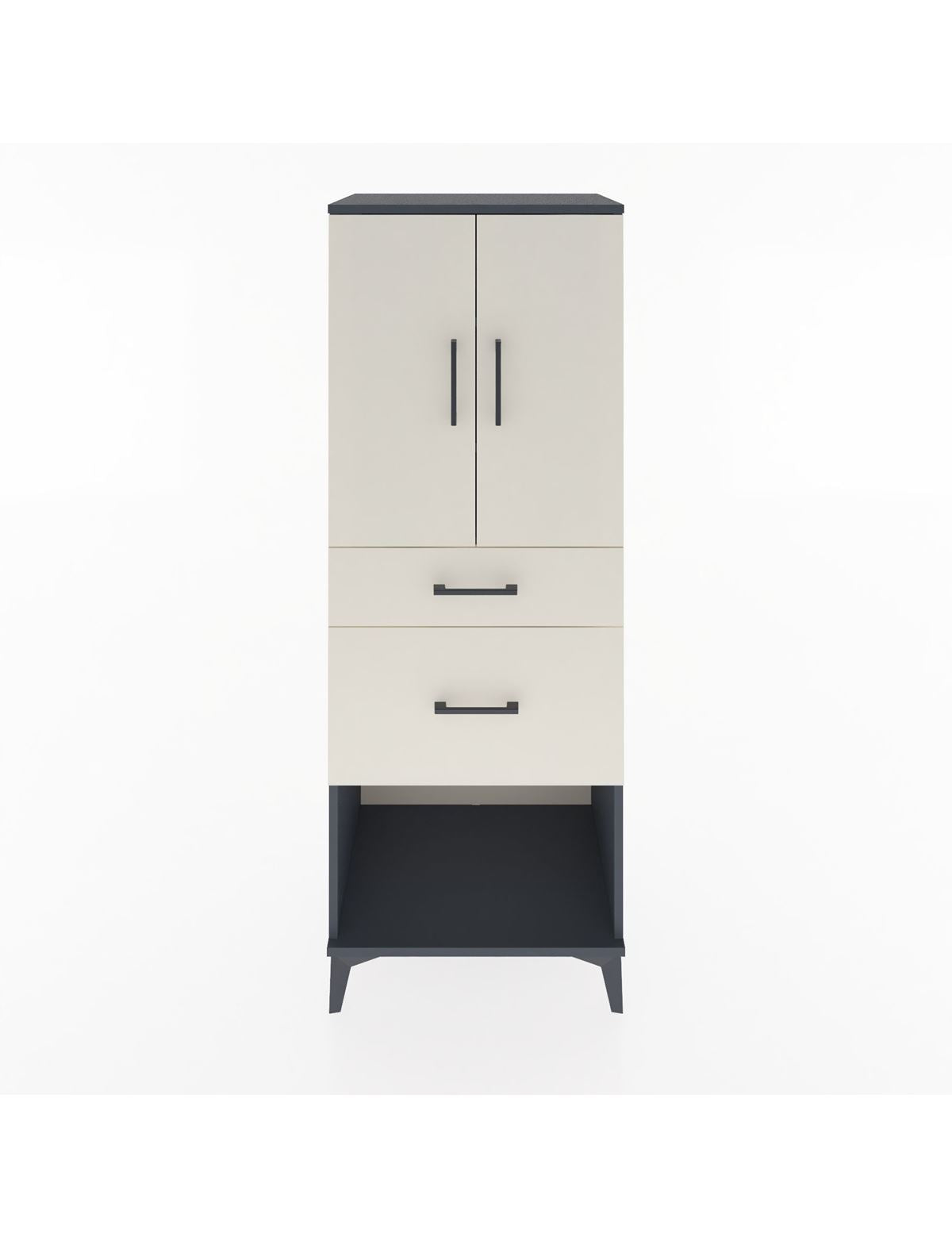 Hyperion Dolap 3 Raflı 2 Çekmeceli 2 Kapaklı 60x44x163 Antrasit-Aytaşı