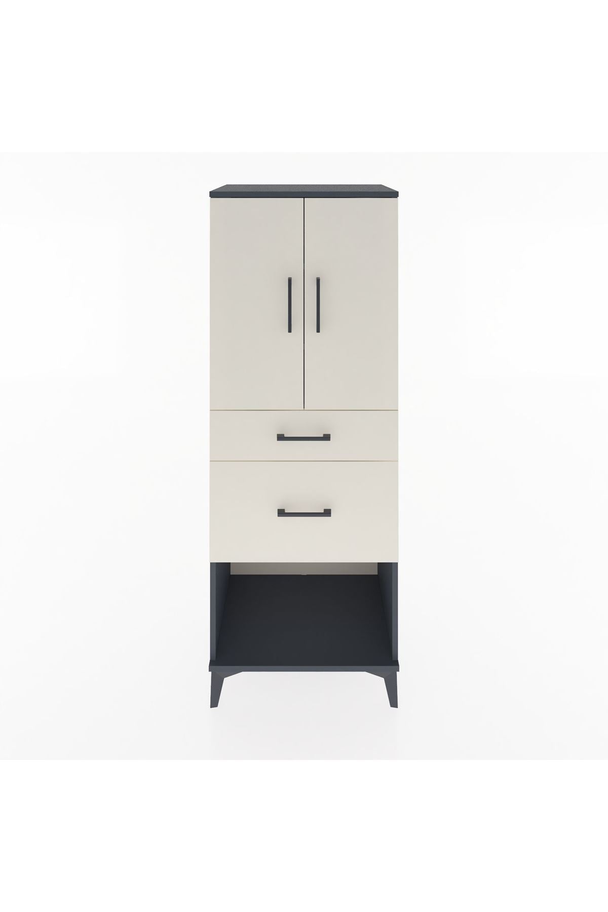 Hyperion Dolap 3 Raflı 2 Çekmeceli 2 Kapaklı 60x44x163 Antrasit-Aytaşı