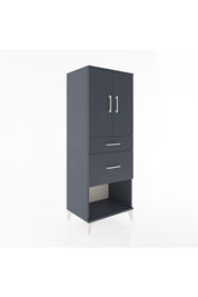 Hyperion Dolap 3 Raflı 2 Çekmeceli 2 Kapaklı 60x44x163 Antrasit-Antrasit