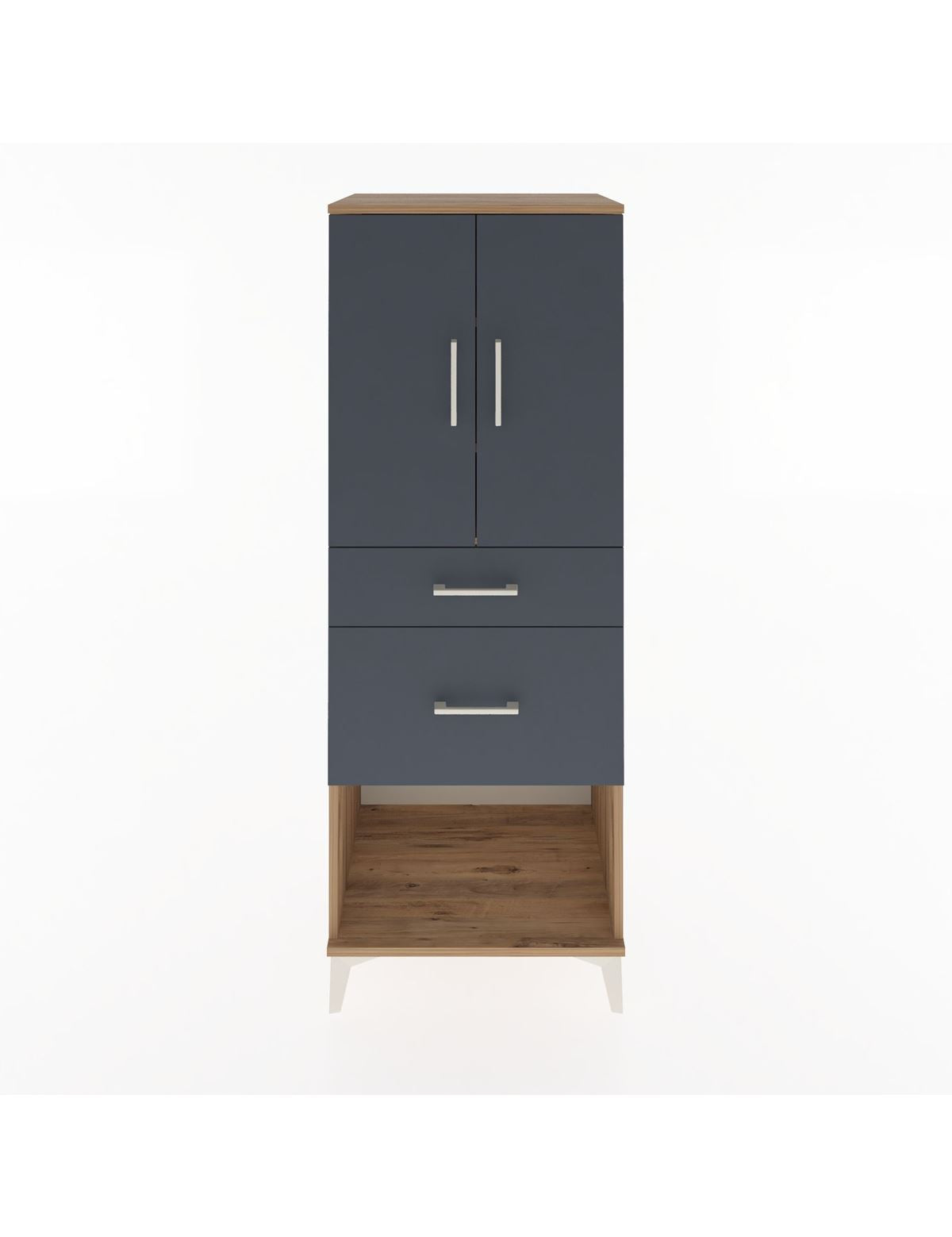 Hyperion Dolap 3 Raflı 2 Çekmeceli 2 Kapaklı 60x44x163 Çam-Antrasit