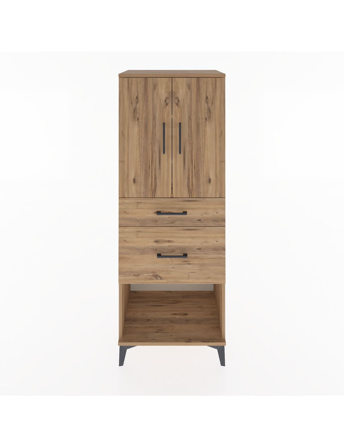 Hyperion Dolap 3 Raflı 2 Çekmeceli 2 Kapaklı 60x44x163 Çam-Çam