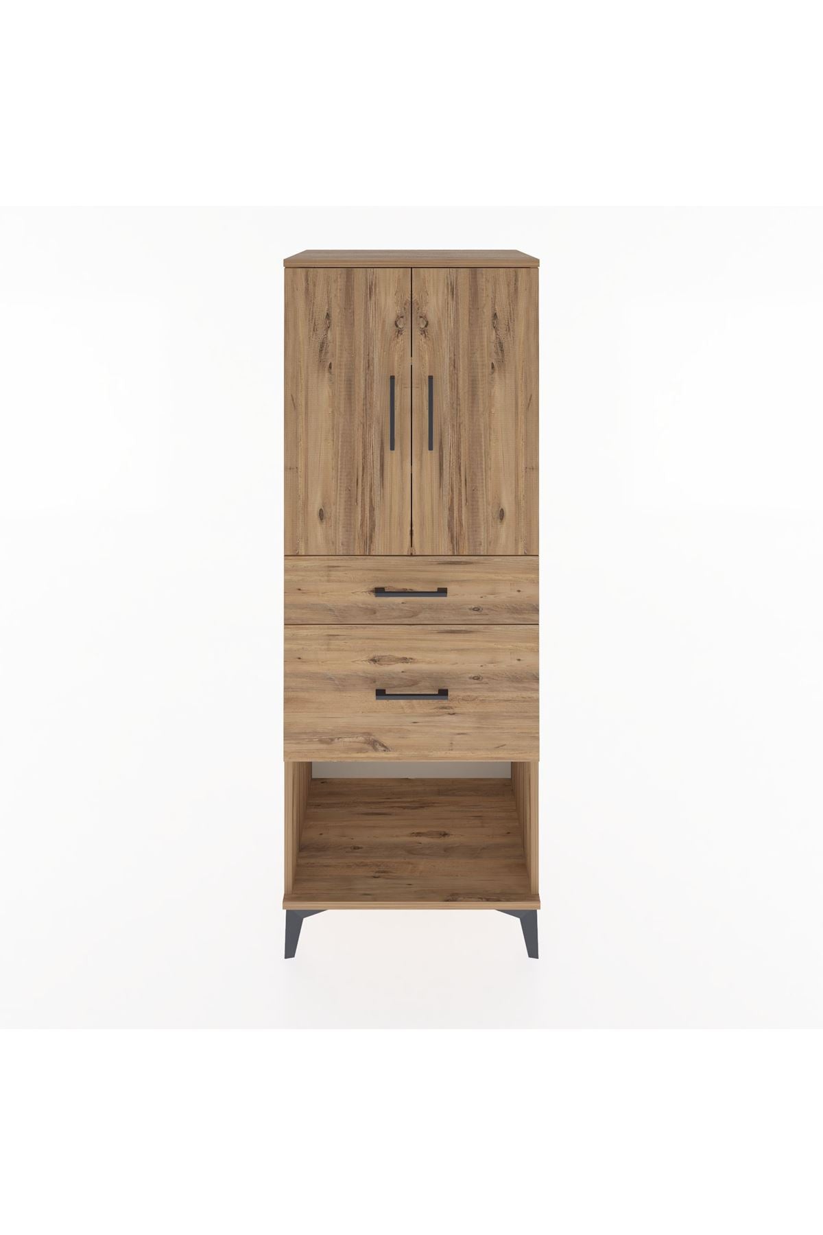 Hyperion Dolap 3 Raflı 2 Çekmeceli 2 Kapaklı 60x44x163 Çam-Çam