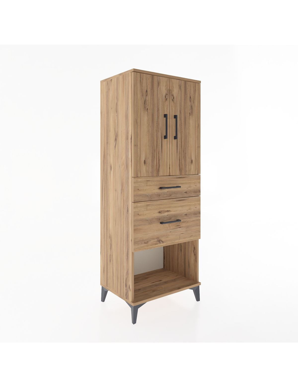 Hyperion Dolap 3 Raflı 2 Çekmeceli 2 Kapaklı 60x44x163 Çam-Çam