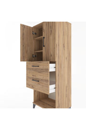 Hyperion Dolap 3 Raflı 2 Çekmeceli 2 Kapaklı 60x44x163 Çam-Çam