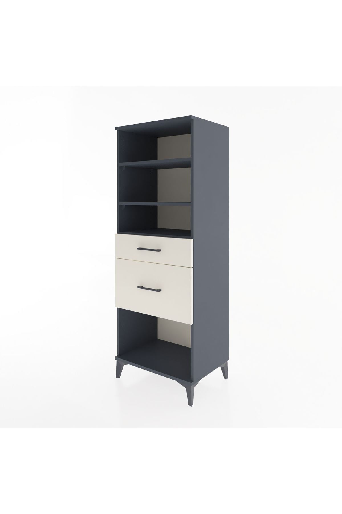 Hyperion Dolap 3 Raflı 2 Çekmeceli 60x44x163 Antrasit-Aytaşı