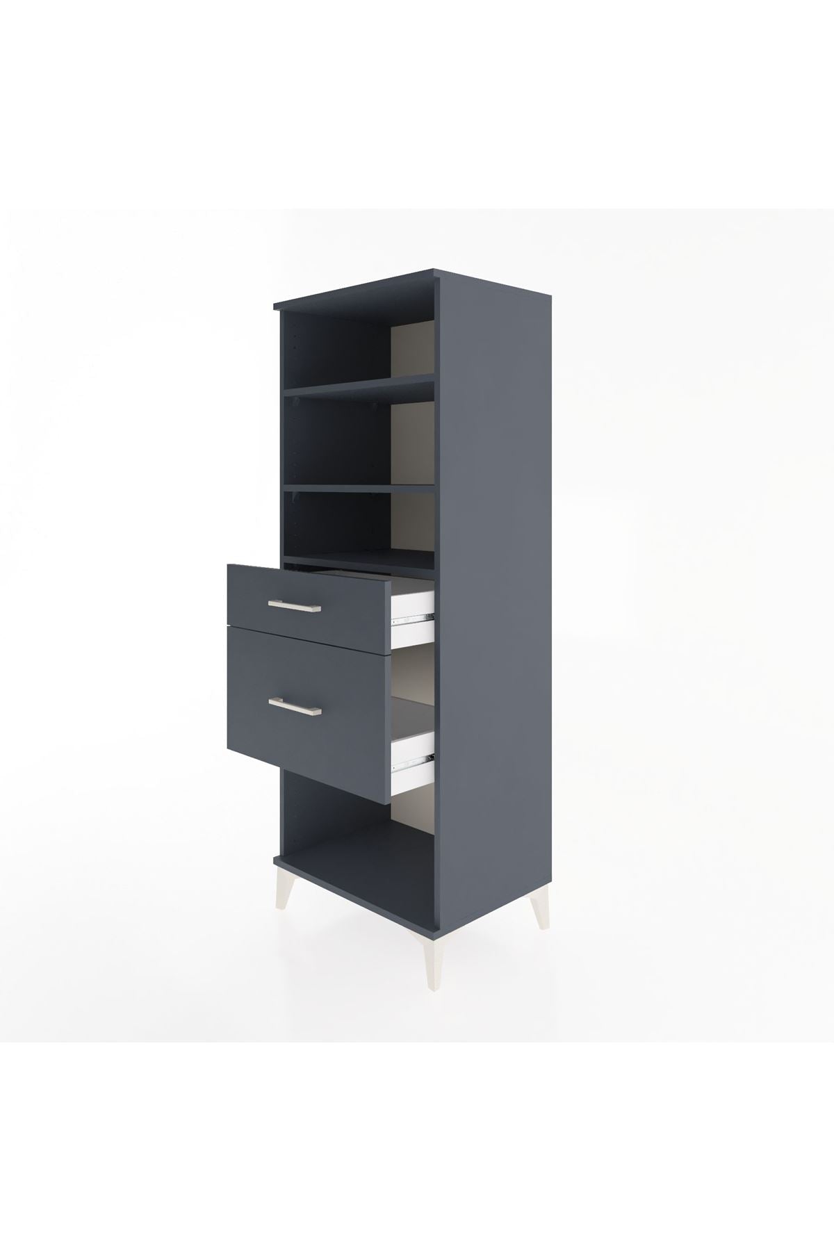 Hyperion Dolap 3 Raflı 2 Çekmeceli 60x44x163 Antrasit-Antrasit