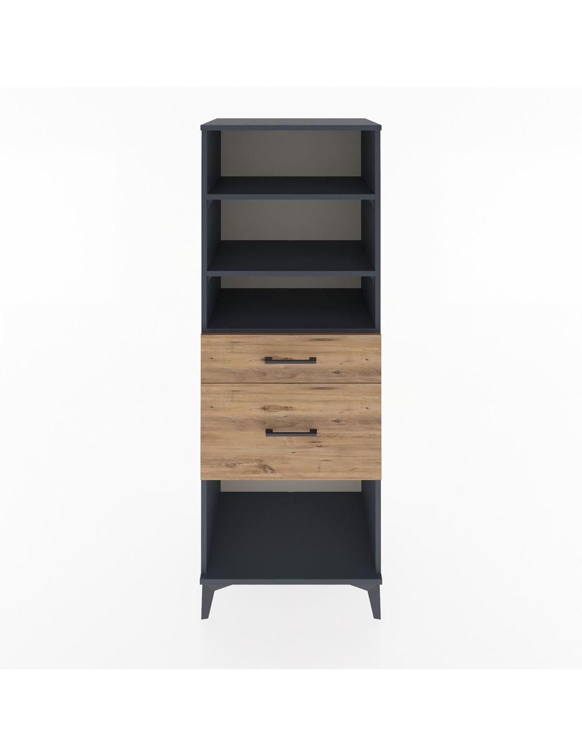 Hyperion Dolap 3 Raflı 2 Çekmeceli 60x44x163 Antrasit-Çam