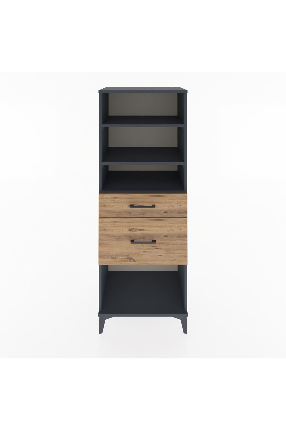 Hyperion Dolap 3 Raflı 2 Çekmeceli 60x44x163 Antrasit-Çam