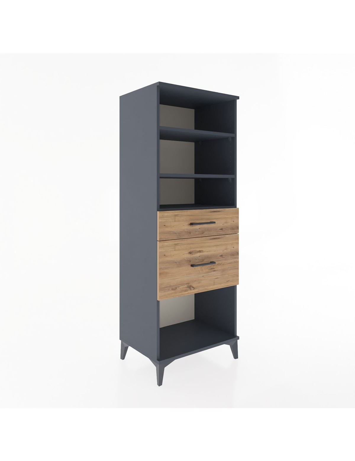 Hyperion Dolap 3 Raflı 2 Çekmeceli 60x44x163 Antrasit-Çam