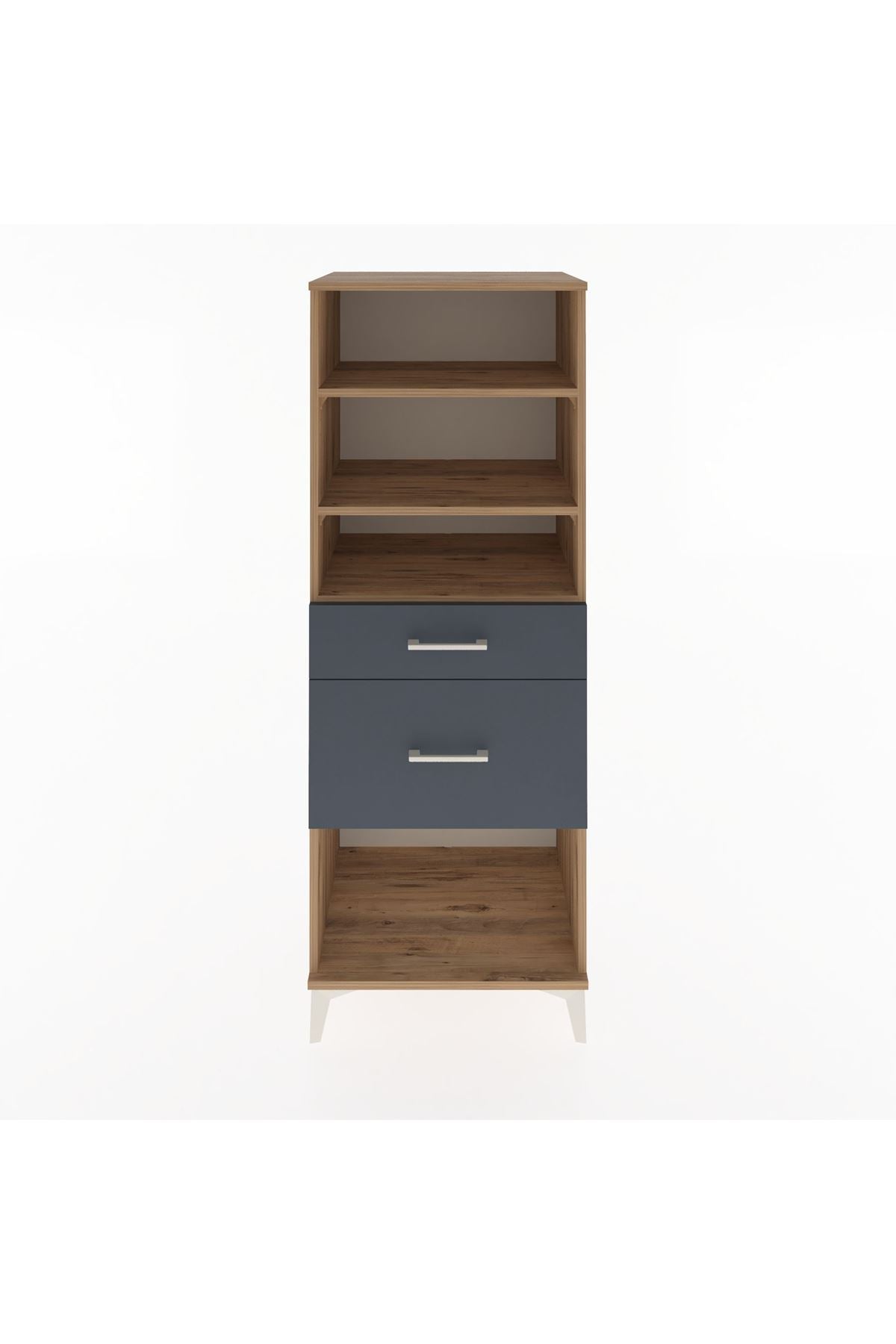 Hyperion Dolap 3 Raflı 2 Çekmeceli 60x44x163 Çam-Antrasit