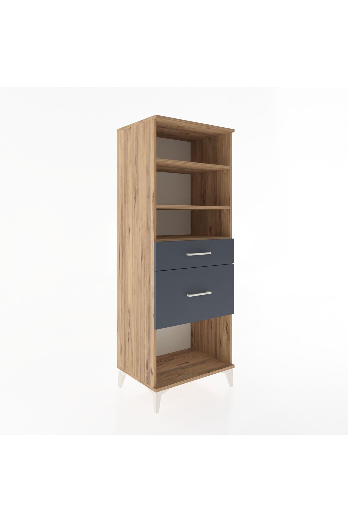 Hyperion Dolap 3 Raflı 2 Çekmeceli 60x44x163 Çam-Antrasit