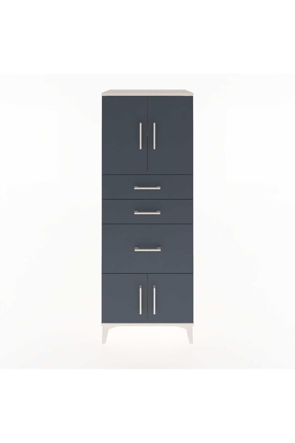 Hyperion Dolap 2 Raflı 3 Çekmeceli 4 Kapaklı 60x44x163 Aytaşı-Antrasit