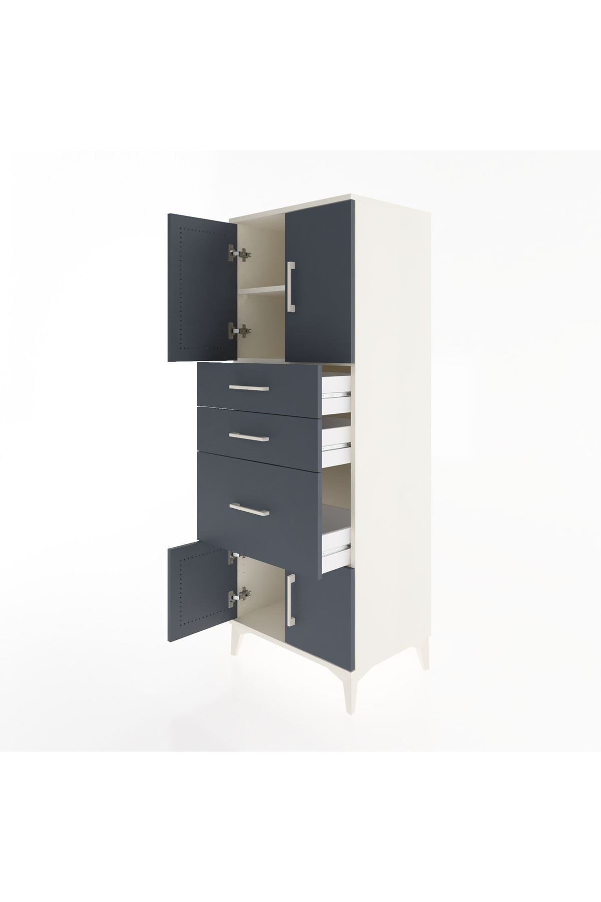 Hyperion Dolap 2 Raflı 3 Çekmeceli 4 Kapaklı 60x44x163 Aytaşı-Antrasit