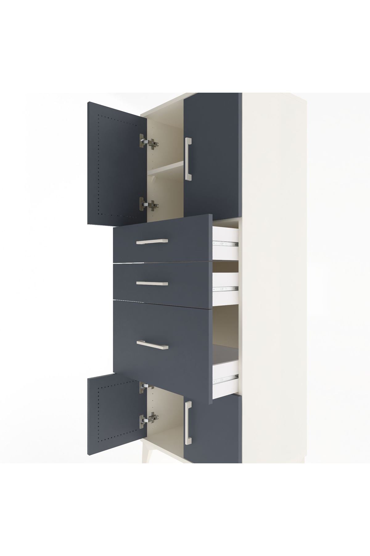 Hyperion Dolap 2 Raflı 3 Çekmeceli 4 Kapaklı 60x44x163 Aytaşı-Antrasit