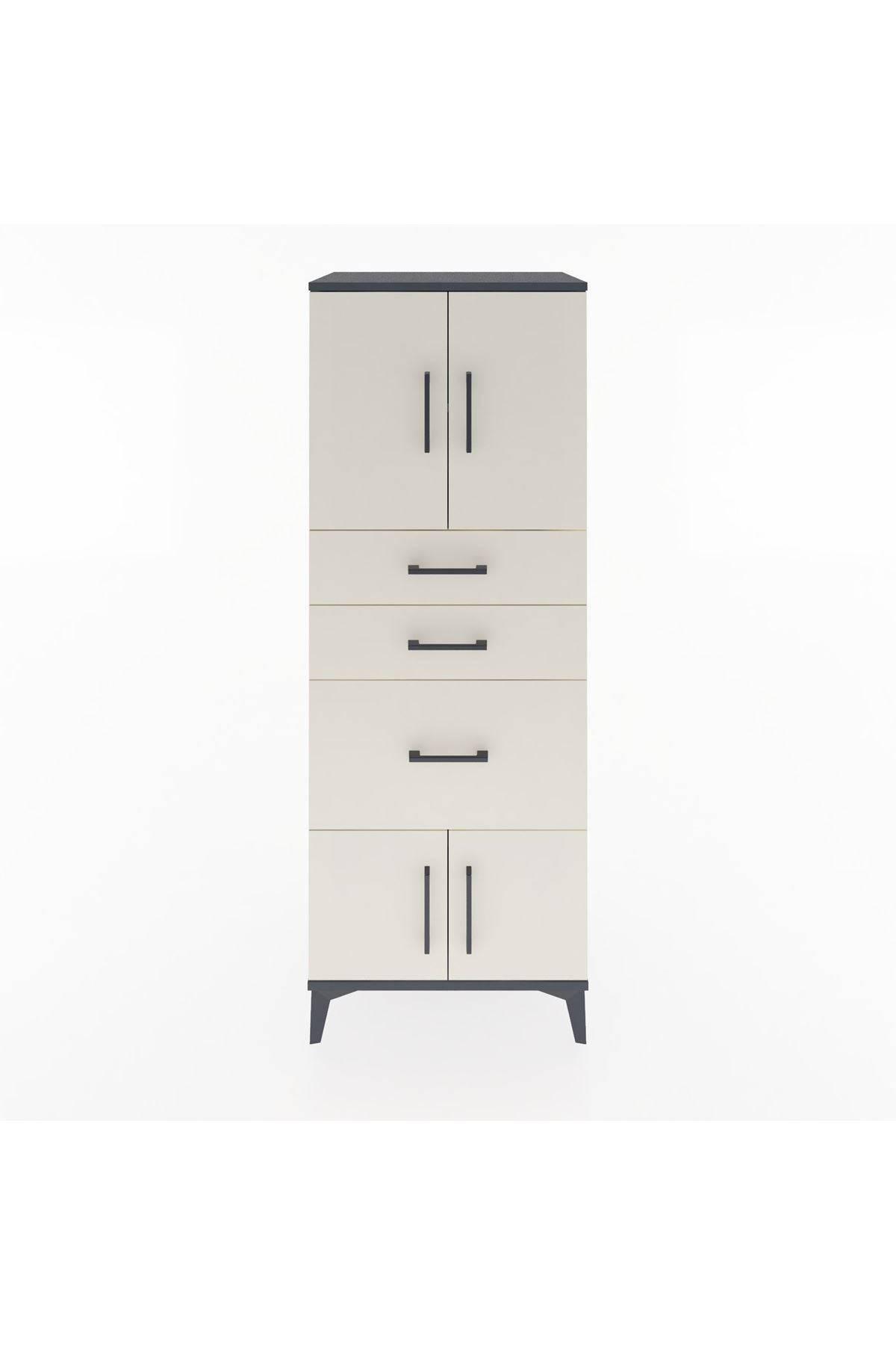 Hyperion Dolap 2 Raflı 3 Çekmeceli 4 Kapaklı 60x44x163 Antrasit-Aytaşı