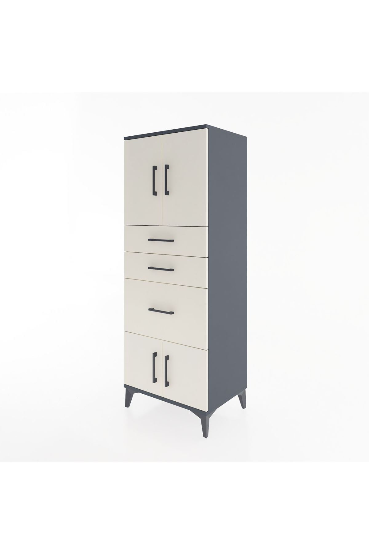 Hyperion Dolap 2 Raflı 3 Çekmeceli 4 Kapaklı 60x44x163 Antrasit-Aytaşı