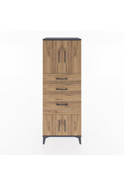 Hyperion Dolap 2 Raflı 3 Çekmeceli 4 Kapaklı 60x44x163 Antrasit-Çam