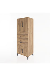 Hyperion Dolap 2 Raflı 3 Çekmeceli 4 Kapaklı 60x44x163 Çam-Çam