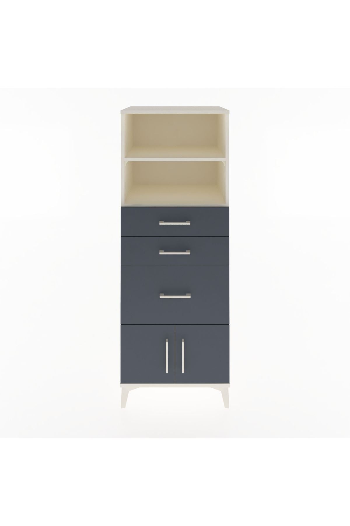 Hyperion Dolap 2 Raflı 3 Çekmeceli 2 Kapaklı 60x44x163 Aytaşı-Antrasit