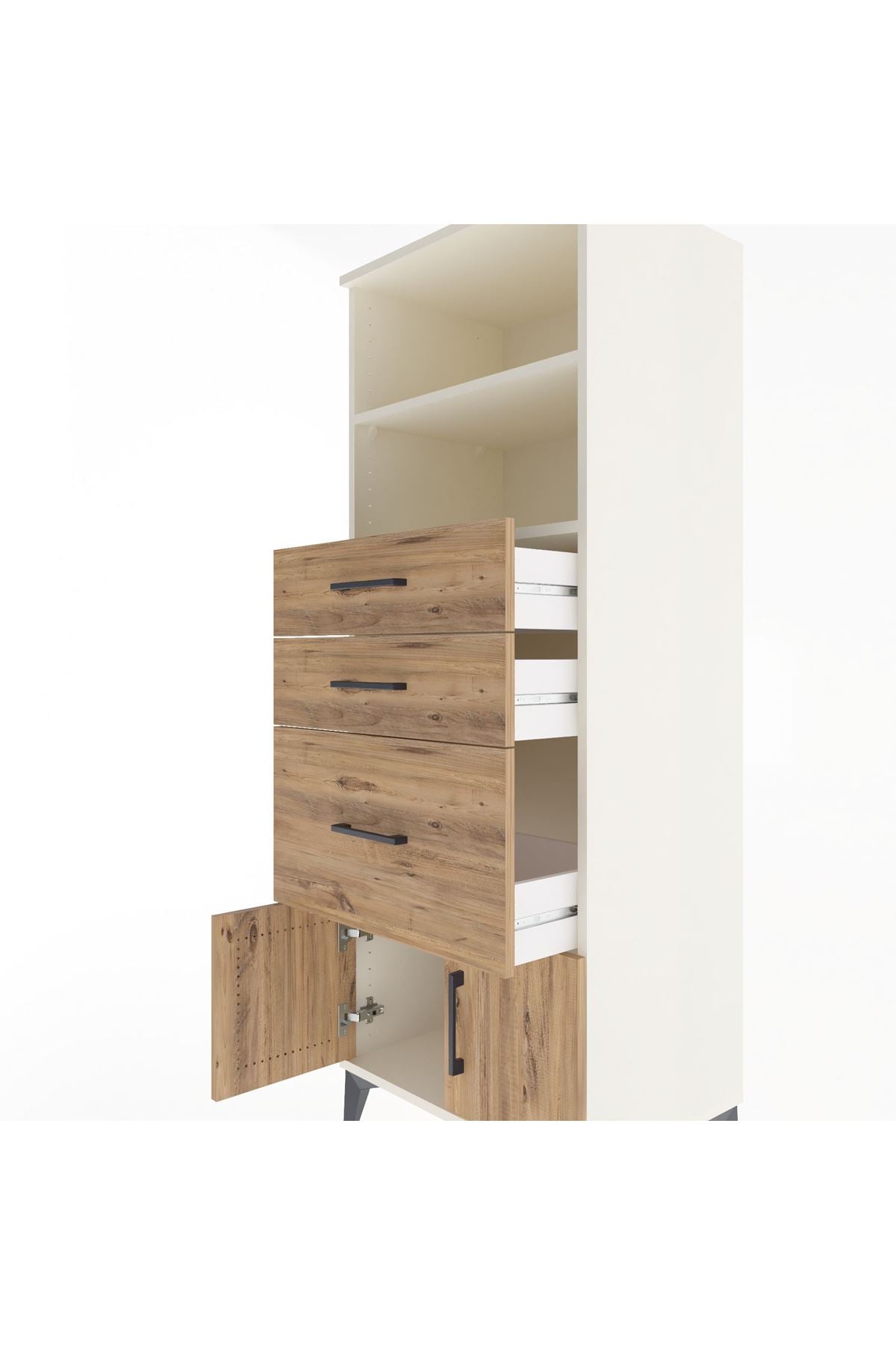 Hyperion Dolap 2 Raflı 3 Çekmeceli 2 Kapaklı 60x44x163 Aytaşı-Çam