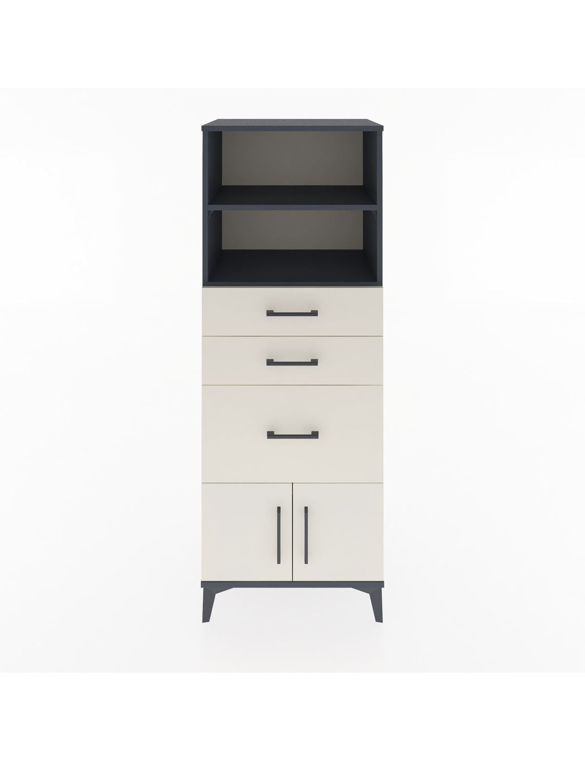 Hyperion Dolap 2 Raflı 3 Çekmeceli 2 Kapaklı 60x44x163 Antrasit-Aytaşı