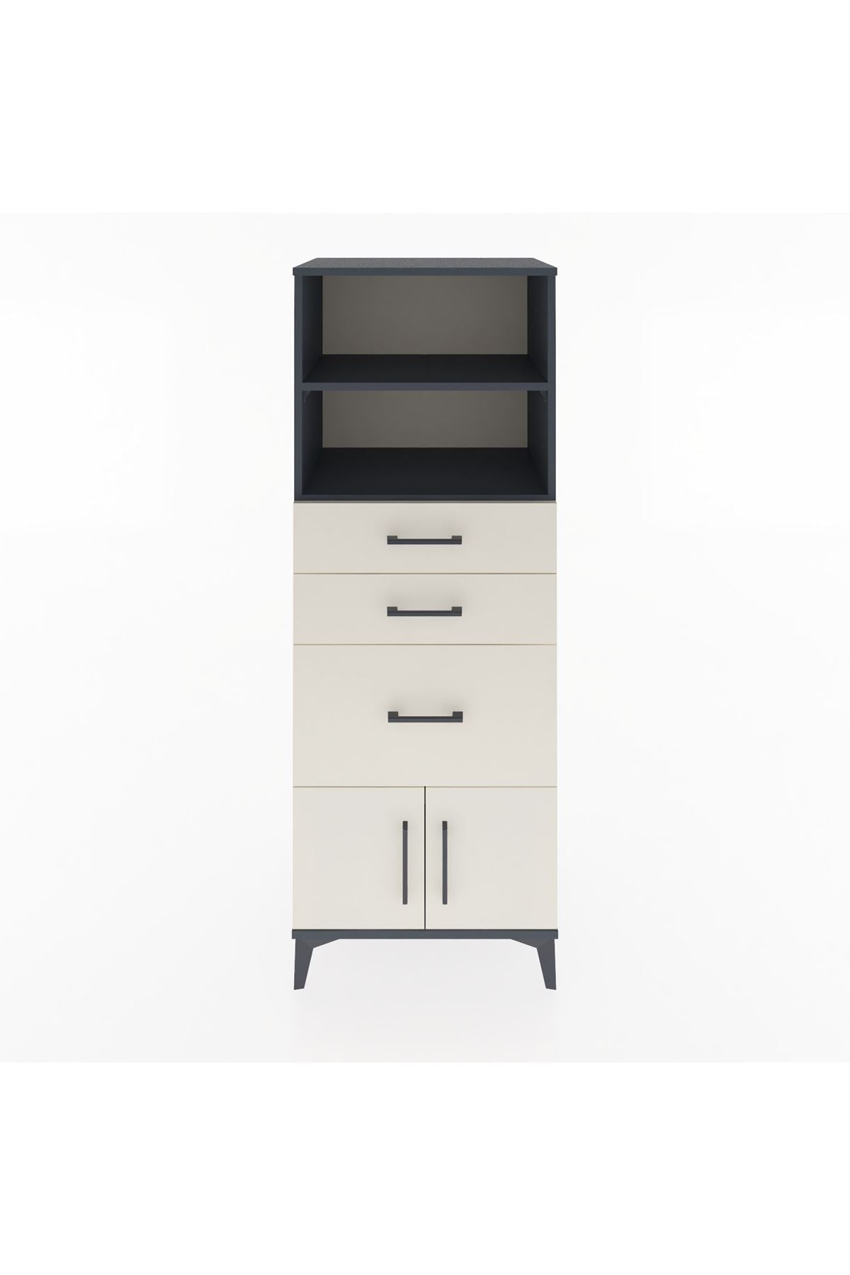 Hyperion Dolap 2 Raflı 3 Çekmeceli 2 Kapaklı 60x44x163 Antrasit-Aytaşı